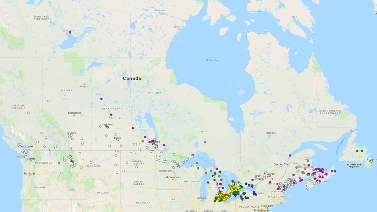 An interactive map of weather stations collecting data across North America is available on the CoCoRaHS website.