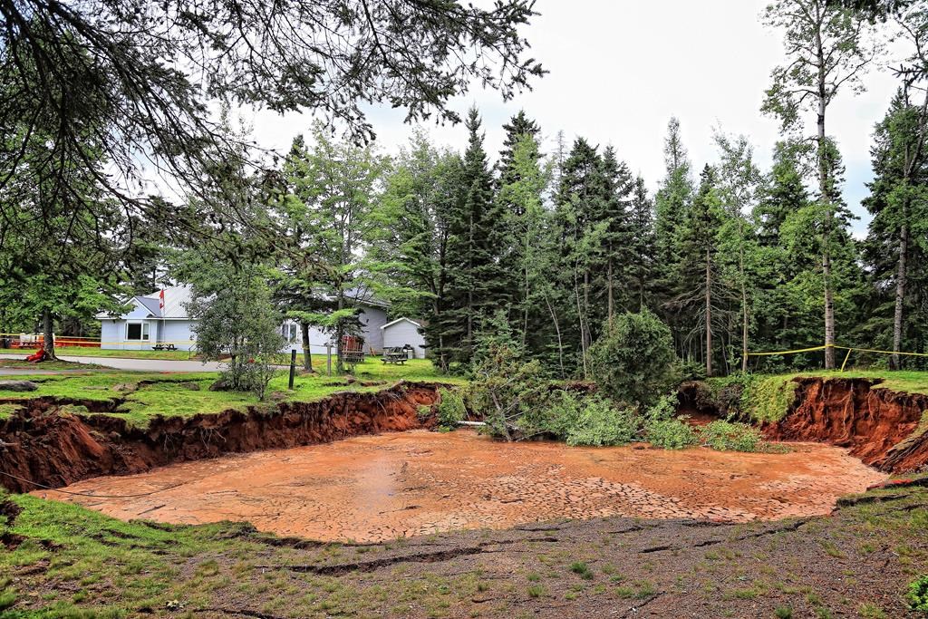A sinkhole is shown in Oxford, N.S. on Aug.27, 2018 in a handout photo.