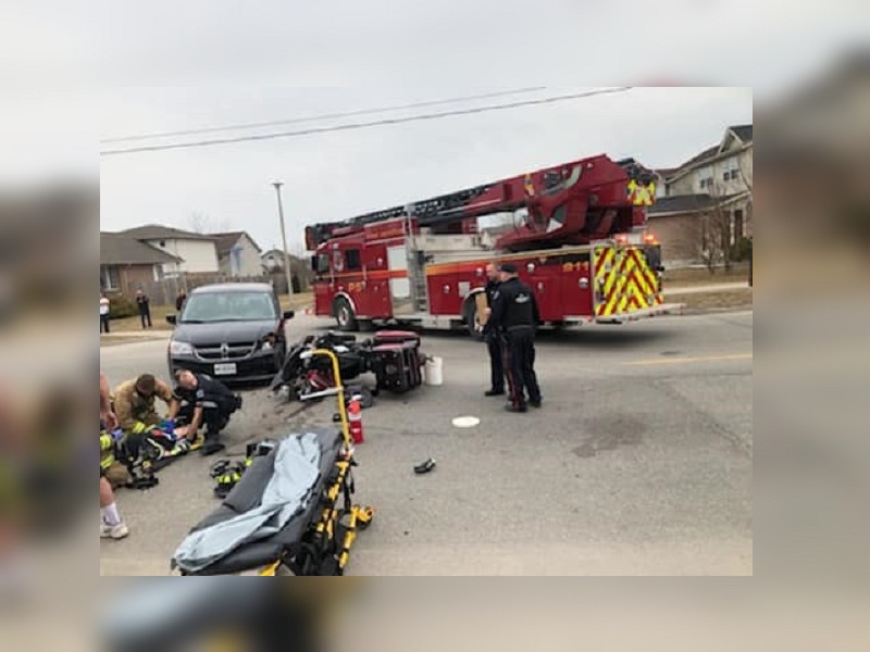 Drew Haller and his 11-year-old son were injured in a motorcycle crash on Sunday afternoon in Guelph.