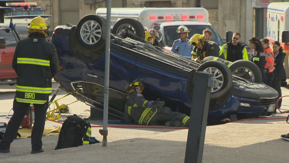 A crash at Main Street and Rupert Avenue sent one man to hospital Tuesday afternoon.
