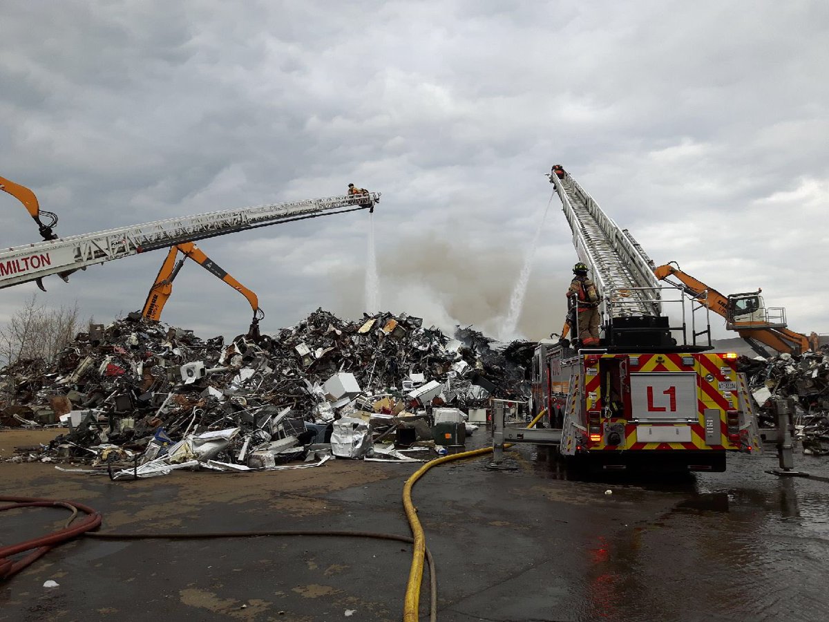 Officials say the scrap metal pile was approximately 30 feet high by 30 feet in diameter and was made up of household items like stoves, dishwashers, and fridges.