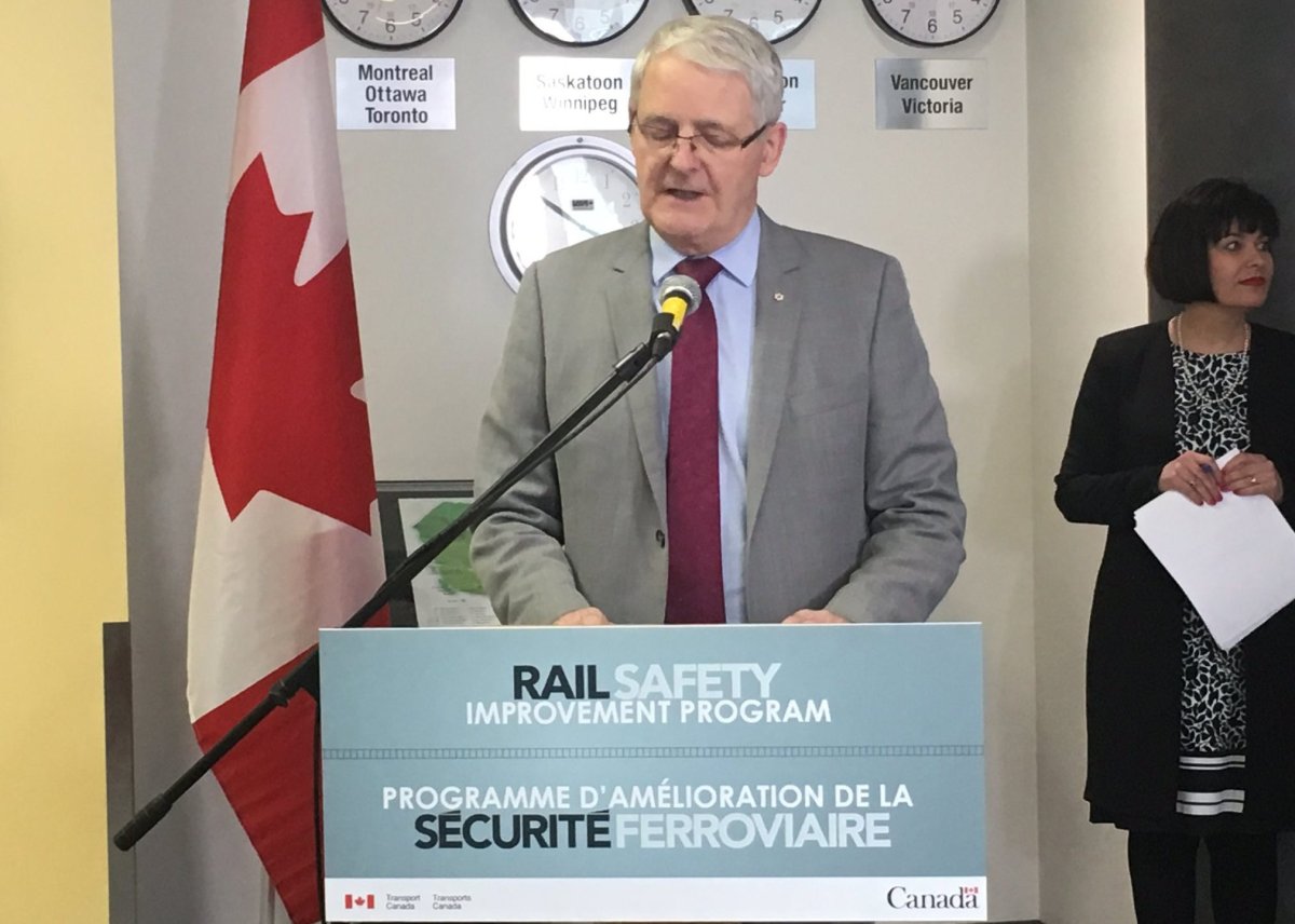Canada's Transport Minister Marc Garneau announces $16.5 million for 136 rail project projects.