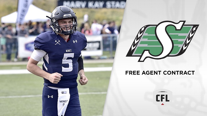 Former Orediggers quarterback Isaac Harker signed a deal with the Saskatchewan Roughriders.