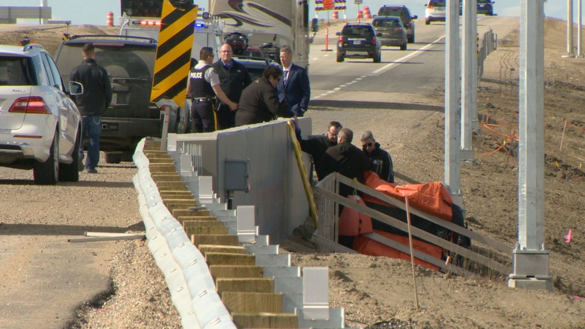 Police are investigating after they located a body along Highway 11 north of Regina, near the new overpass on Monday.