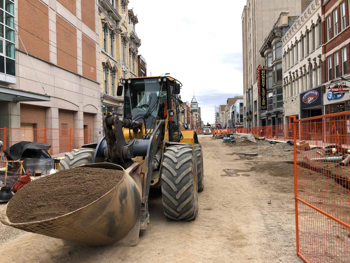 A glimpse of Dundas Place Phase 2 construction in downtown London.