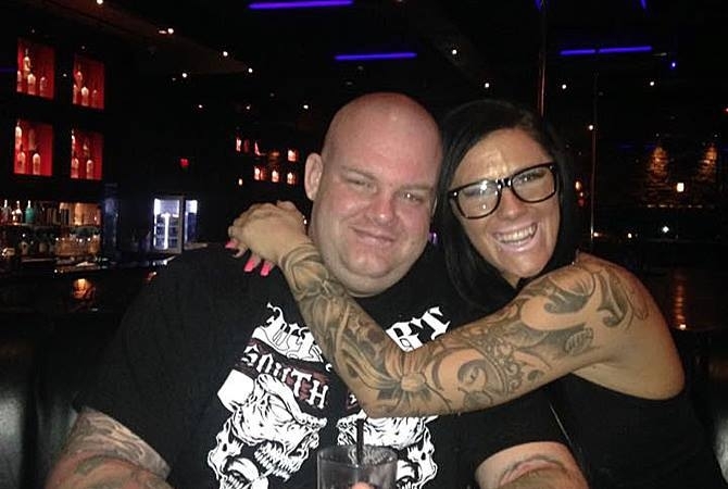 Leslie McCulloch pictured with his girlfriend, Rebekka Rae White, before they were charged in a fentanyl production drug bust .