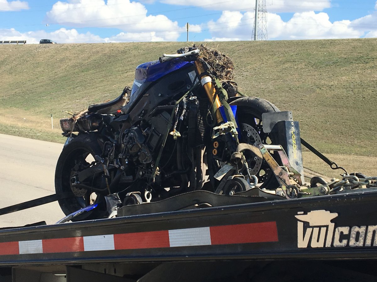 Stathcona County say a man died after the motorcycle he was operating crashed while exiting Yellowhead Trail onto Anthony Henday Drive, April 20, 2019. 