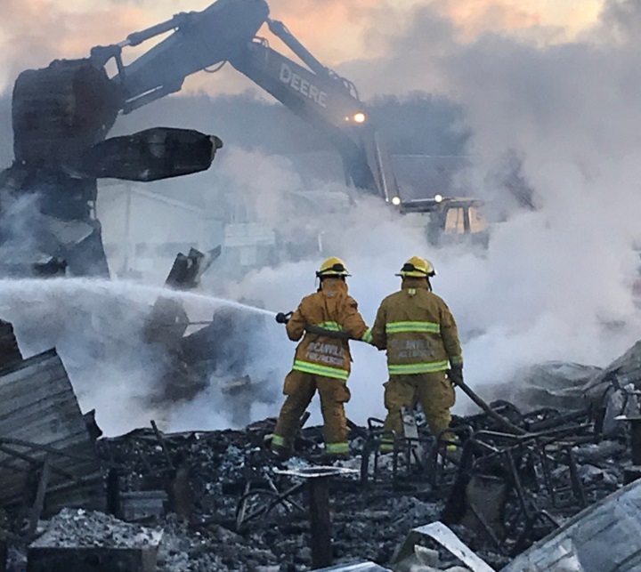 Firefighters battled the Valley View Hotel fire in Tantallon, Sask. for six hours on April 25, 2019.