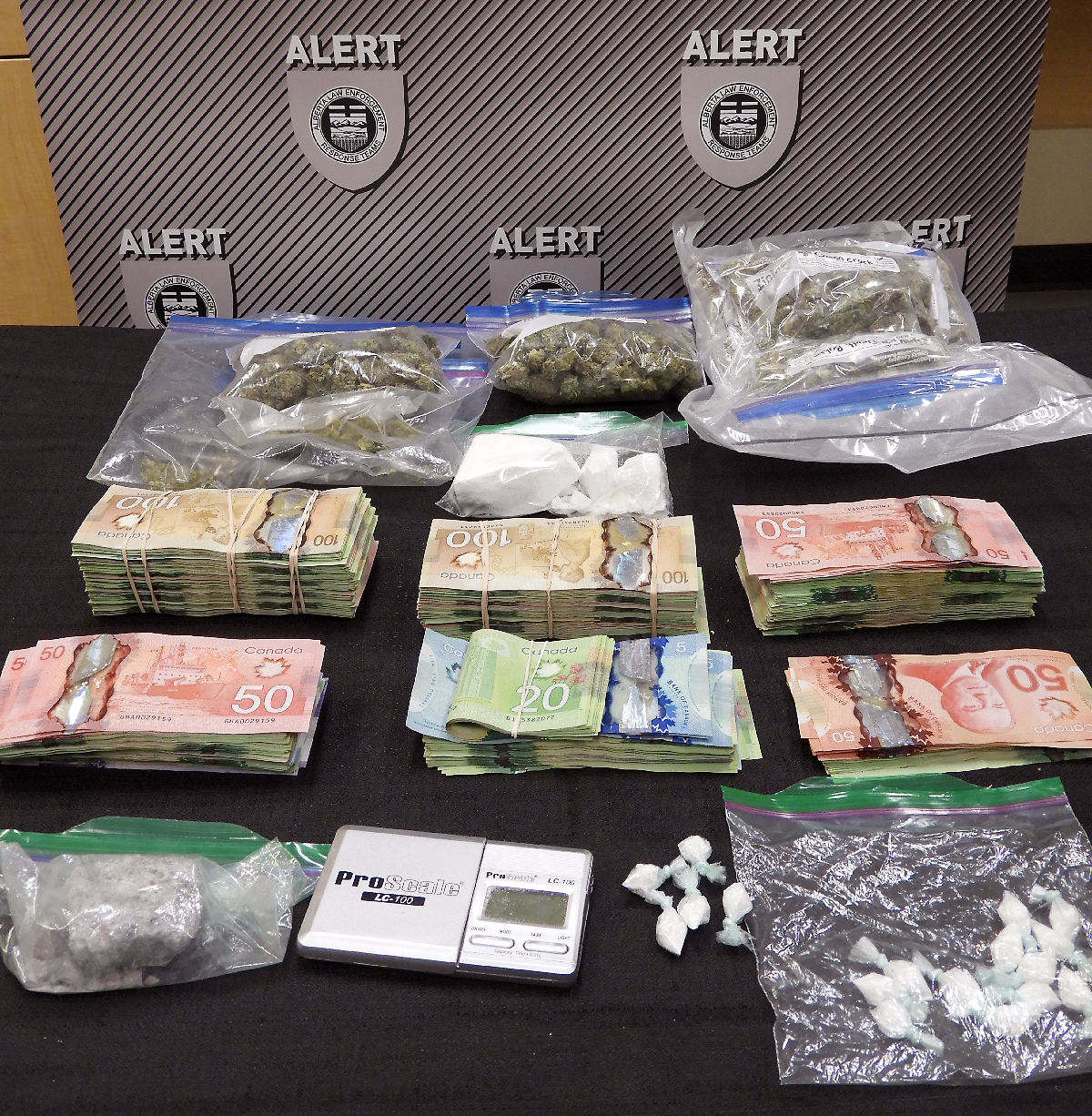 Police in Fort McMurray reportedly seized more than $58,000 in drugs and cash from a home in the northern Alberta city on April 17, 2019.
