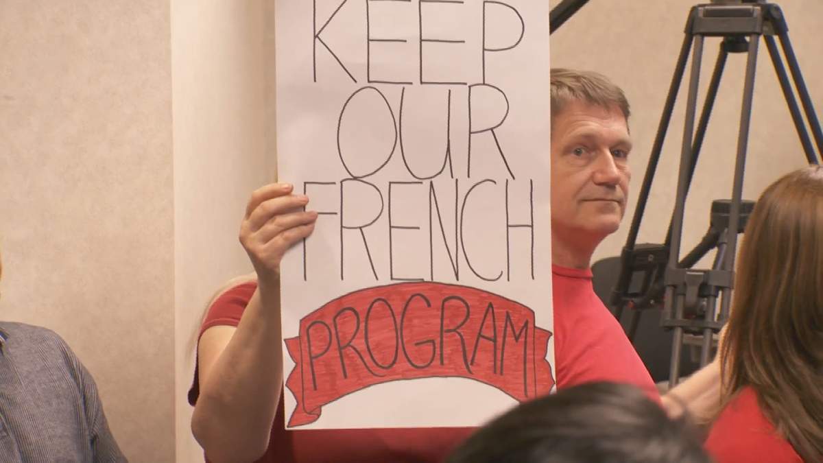 Parents attend a Vancouver School Board meeting in support of the French immersion program at Henry Hudson Elementary. 