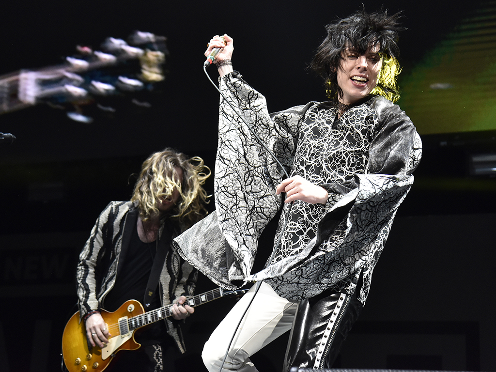 Adam Slack (L) and Luke Spiller of The Struts perform during Alt 105.3's 'Not So Silent Night 2018' at the SAP Center on Dec. 8, 2018 in San Jose, Calif. 