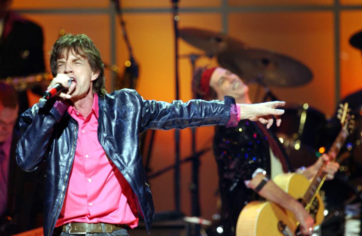 (L-R) Mick Jagger and Keith Richards of the Rolling Stones performing live onstage.