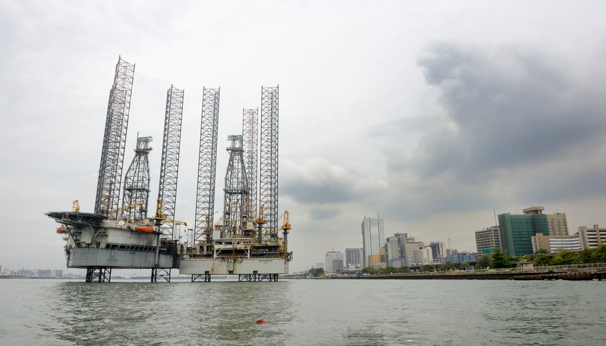 An oil platform is shown in Lagos, Nigeria. 
