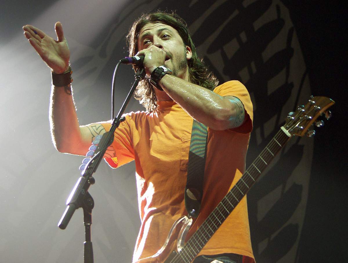 Dave Grohl of Foo Fighters at the Patriot Center on April 30, 2003 at Patriot Center in Fairfax, Va.