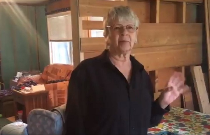 Barbara McLelland says her home is still under repair 11 months after Grand Forks, B.C., was hit by historic flooding in May 2018.