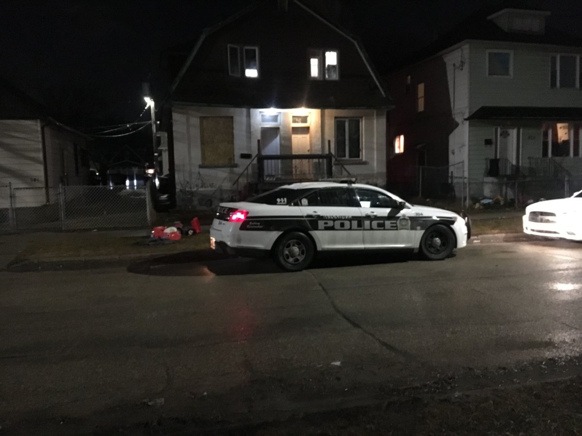Police at the scene of an assault on Magnus Avenue on Monday, April 15, 2019.