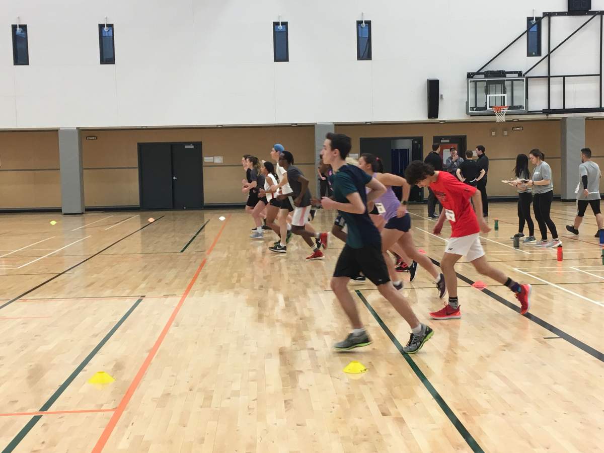 Prospective Olympians take part in running drills in Winnipeg.