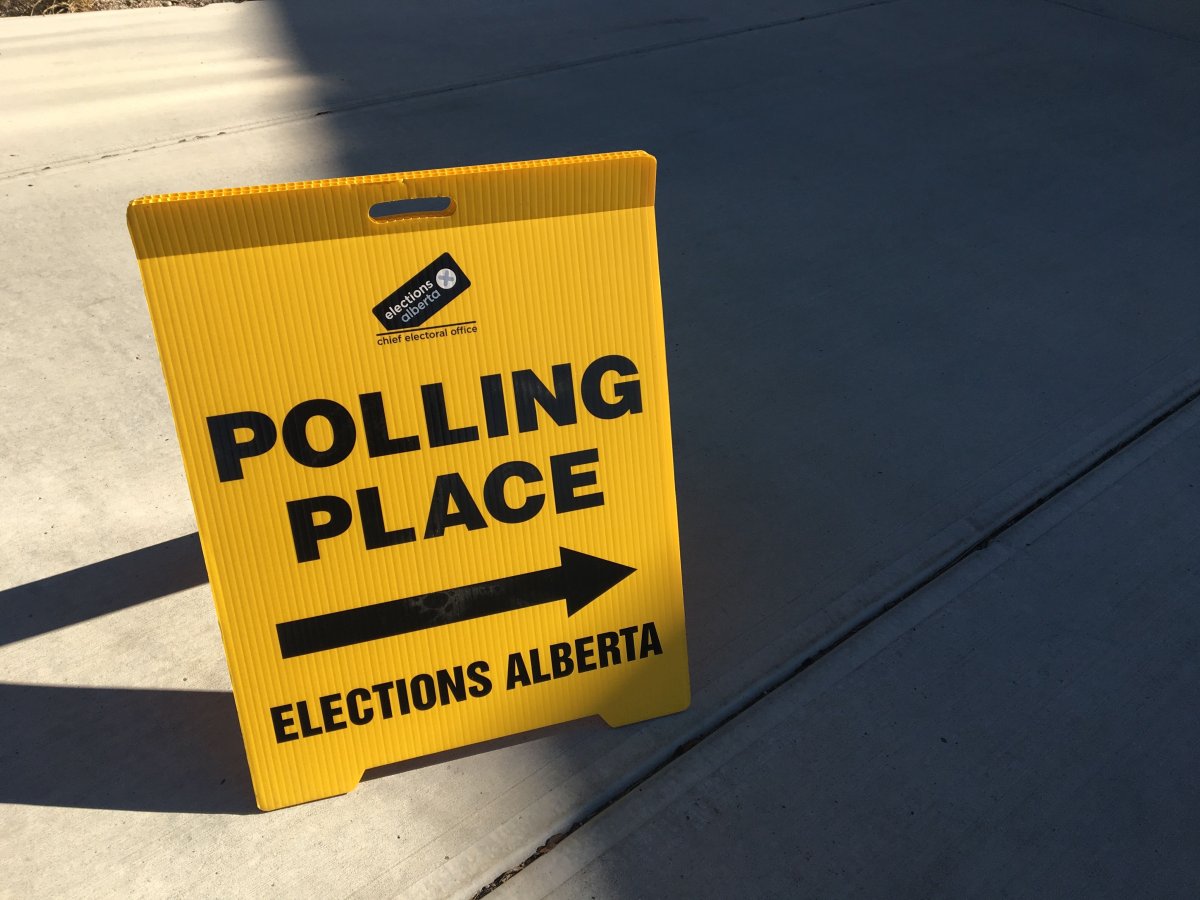 An Alberta election polling place sign in Edmonton, Alta. on Tuesday, April 16, 2019.