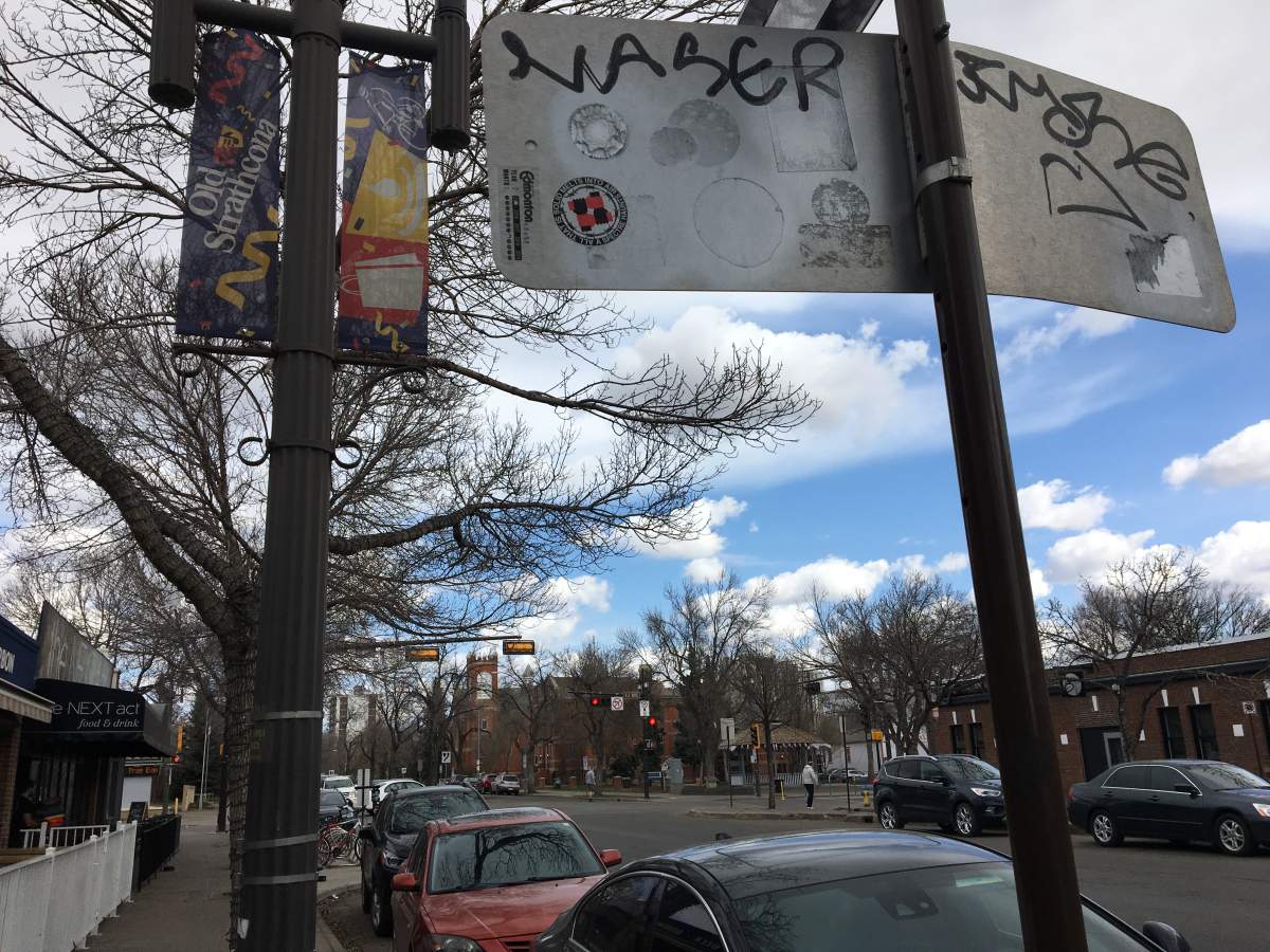 Graffiti in the Whyte Avenue area on April 26, 2019.