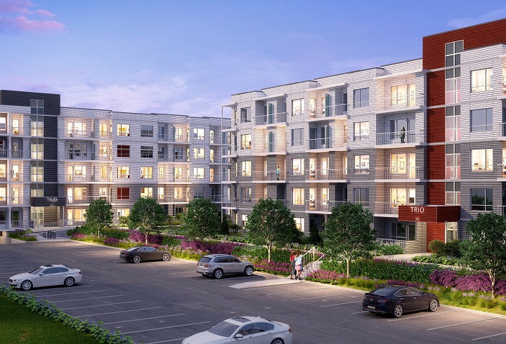 An artist’s conception of the soon-to-be constructed Trio apartment buildings for Kelowna’s Glenmore area.