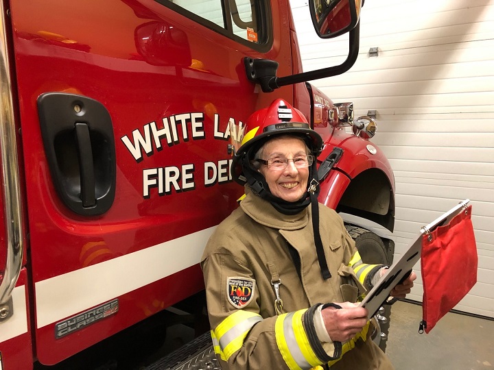 The Columbia Shuswap Regional District says volunteer firefighter Lester McInally, 73, is an integral part of the White Lake Fire Department, helping with safety protocols and staging at fire scenes. 