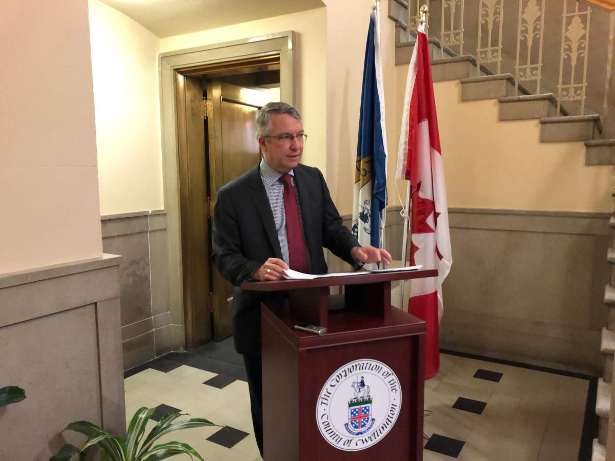 Guelph MP Lloyd Longfield speaking during a news conference on Friday morning. 