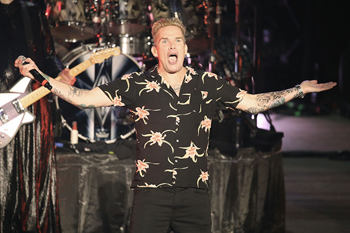 Mark McGrath performs on stage with Billy Corgan of The Smashing Pumpkins during their 30th anniversary performance at PNC Bank Arts Center on Aug. 2, 2018, in Holmdel, N.J.