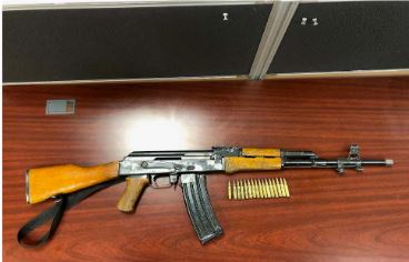 A rifle seized by police.