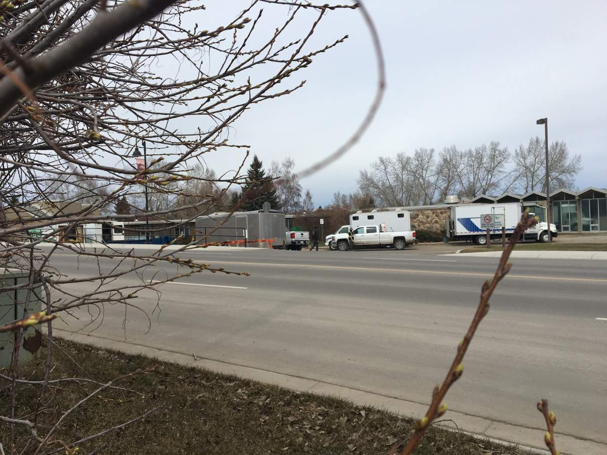 Film crews set up outside Didsbury Hospital.