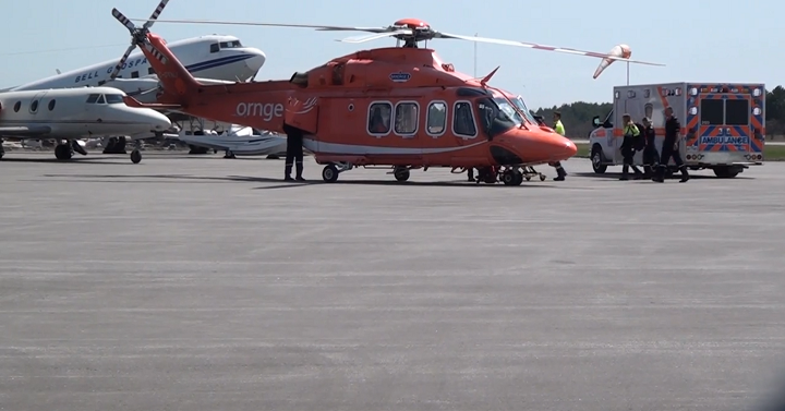 The man was transported to Sunnybrook Hospital via Ornge air ambulance.