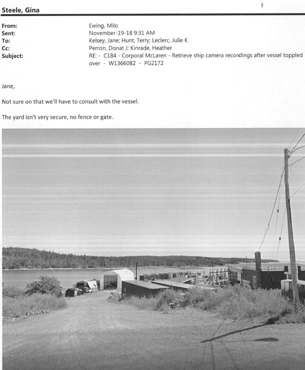 Officials with the Department of Fisheries and Oceans raised concerns about security at the dockyard.