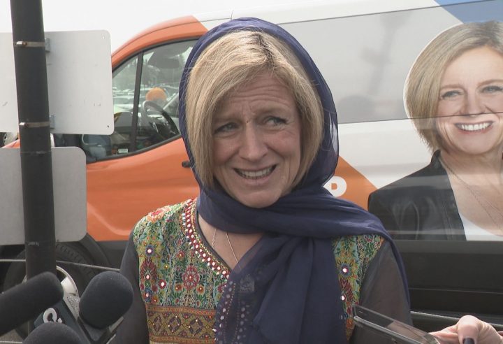 NDP Leader Rachel Notley visits Gurdwara for Vaisakhi, a Sikh religious festival, at the Dashmesh Culture Centre in Calgary on Sunday.
