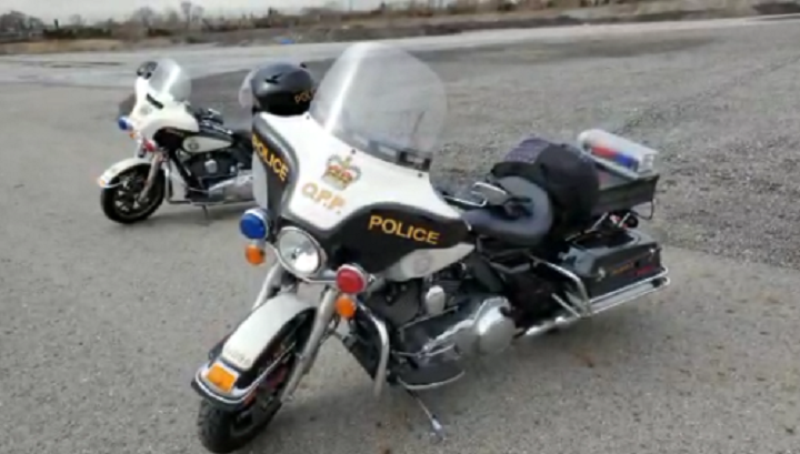 Ontario Provincial Police's annual refresher course on motorcycle driving. April 16.