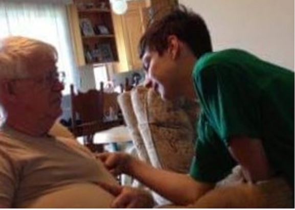 Cole Wintringham is pictured with his former foster parent Gordon Parmenter.