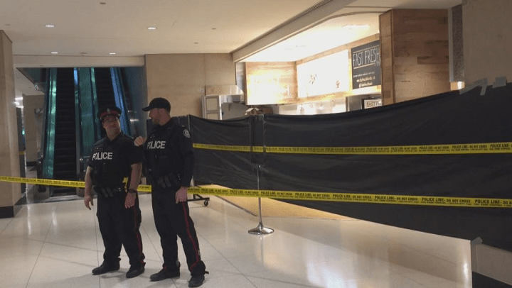 Toronto police on scene after a fatal stabbing in the city’s PATH system on Wednesday.