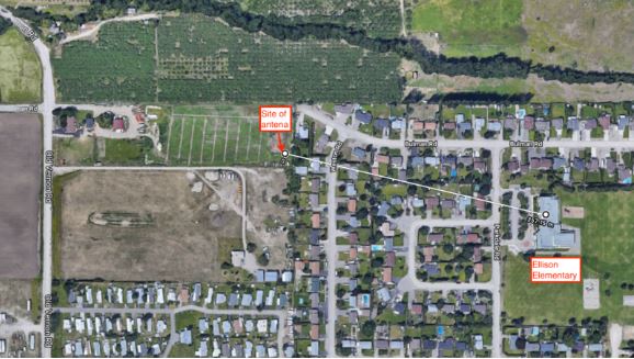 An online petition claims an 18-meter-high (60 ft) Rogers cell phone tower is slated to be built less than 400 meters from Ellison elementary school.