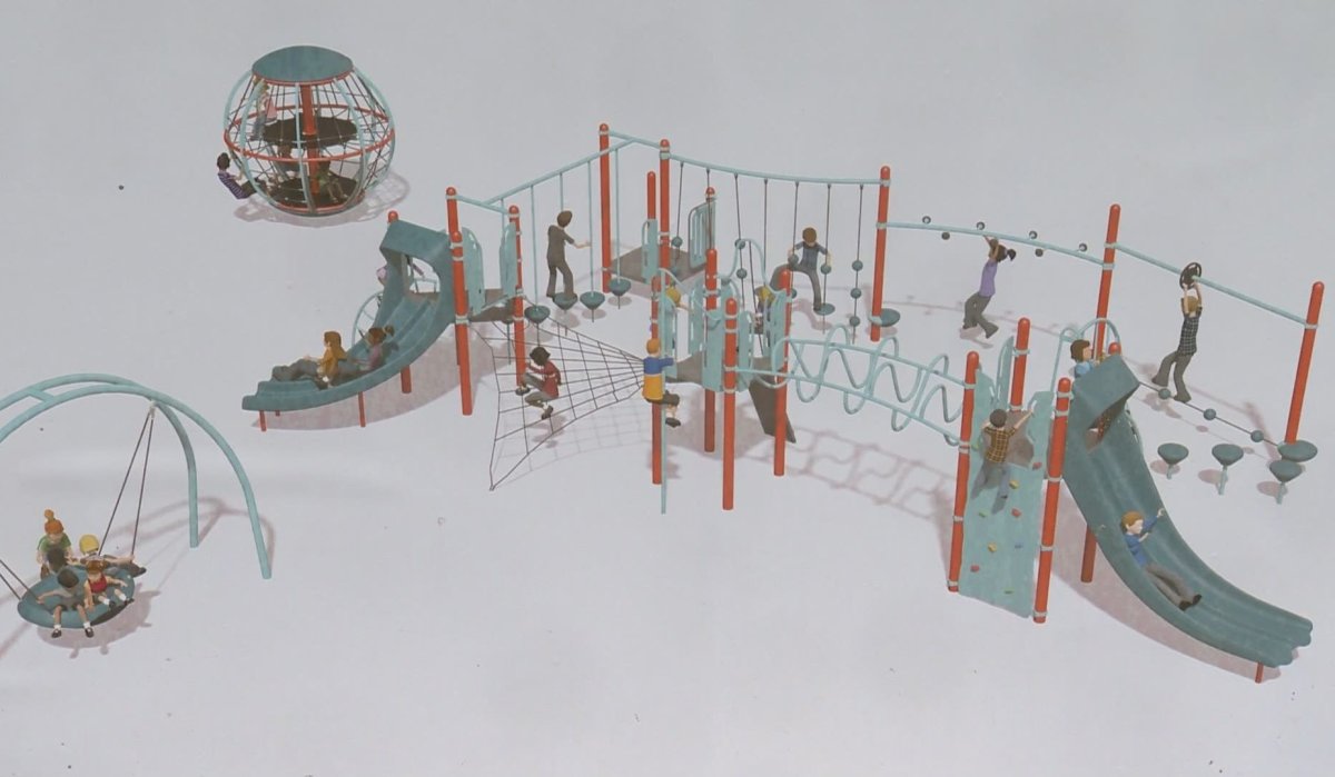 A concept design of the new playground at Grandview Elementary in Vancouver. Volunteer firefighters, Habitat for Humanity and Grandview Elementary were building the playground Saturday, with hopes that it will be ready for kids to climb on by Wednesday.