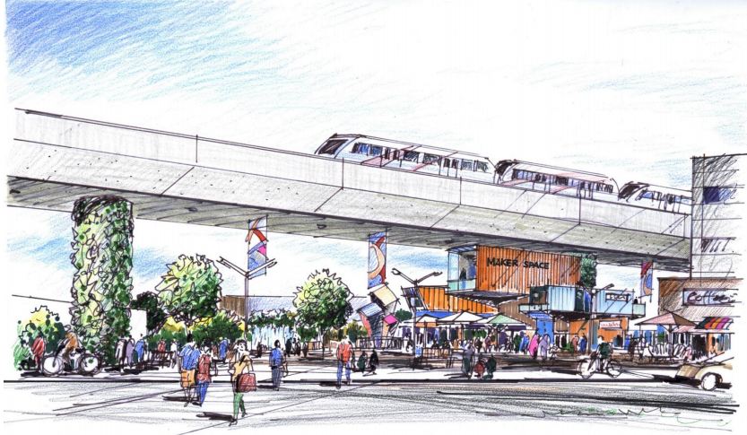Artist rendering of the Ramsay/Inglewood Green Line station.