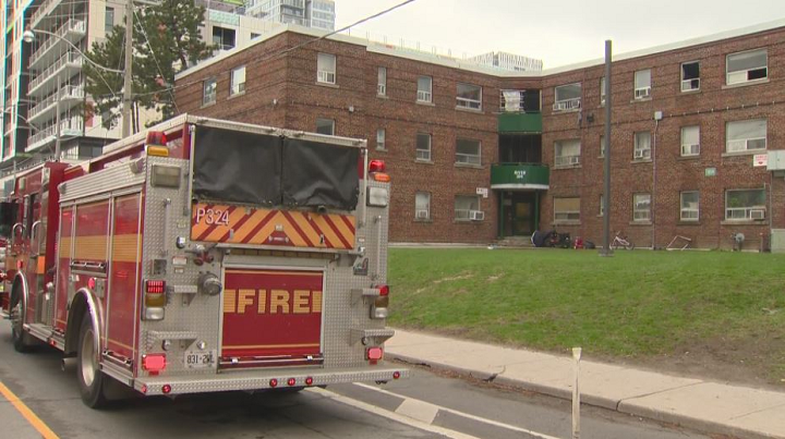 Emergency crews on scene of a fatal fire at 184 River Street in Regent Park on Sunday.