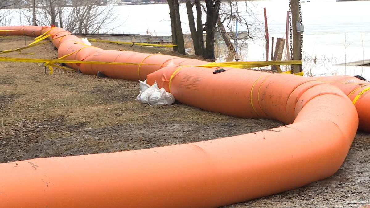 Tiger dams set up near Netley Creek.