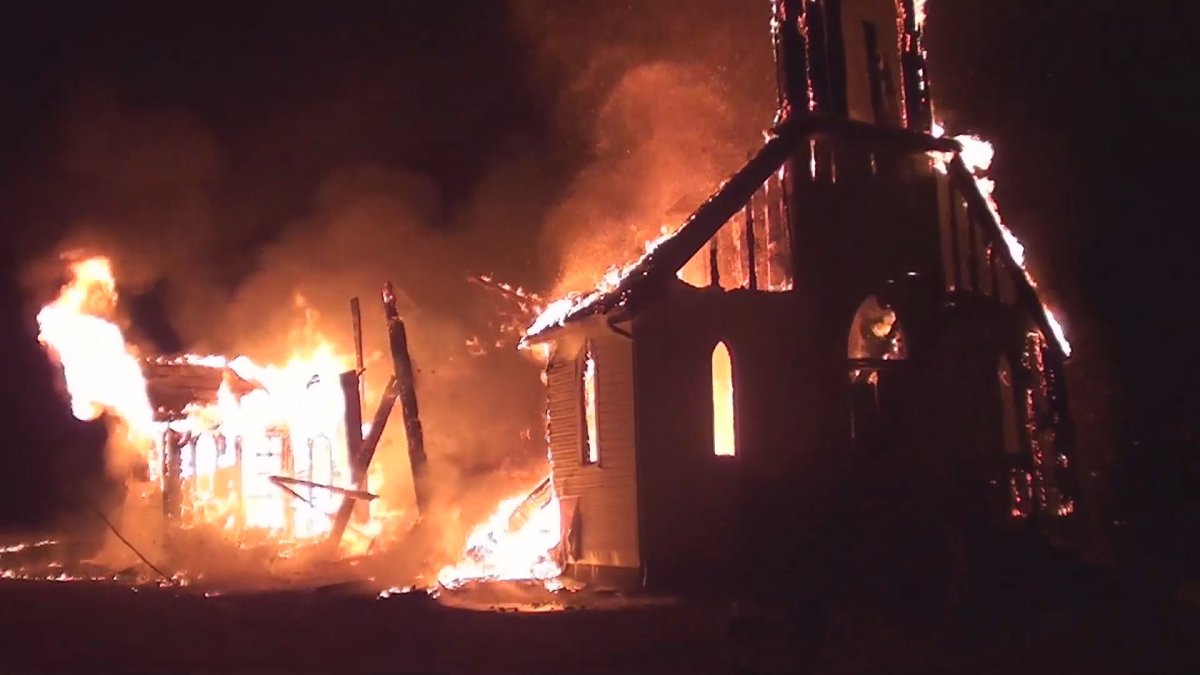 Fire destroyed St. James Anglican Church in Roseneath on April 9, 2019.
