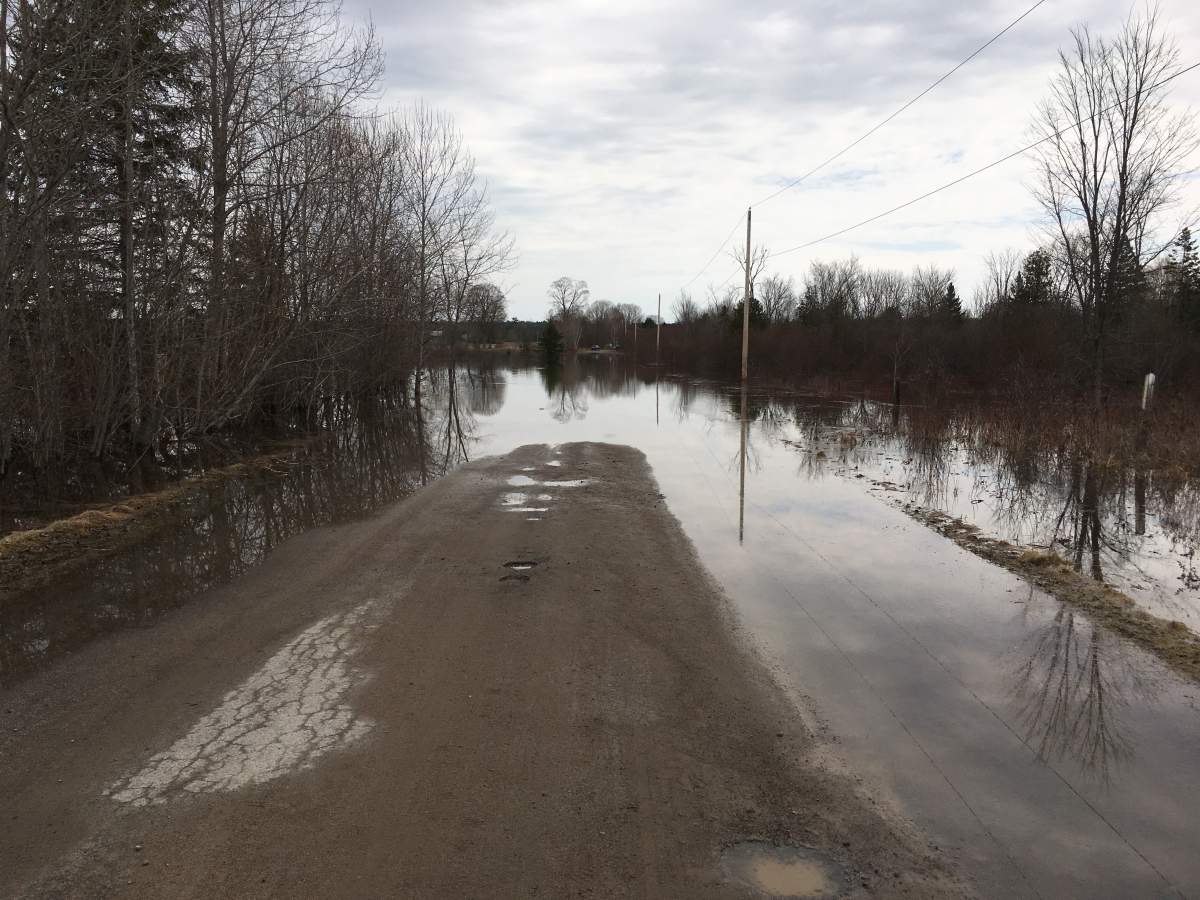 Shuttleworth Road in the City of Kawartha Lakes was closed Monday due to flooding.
