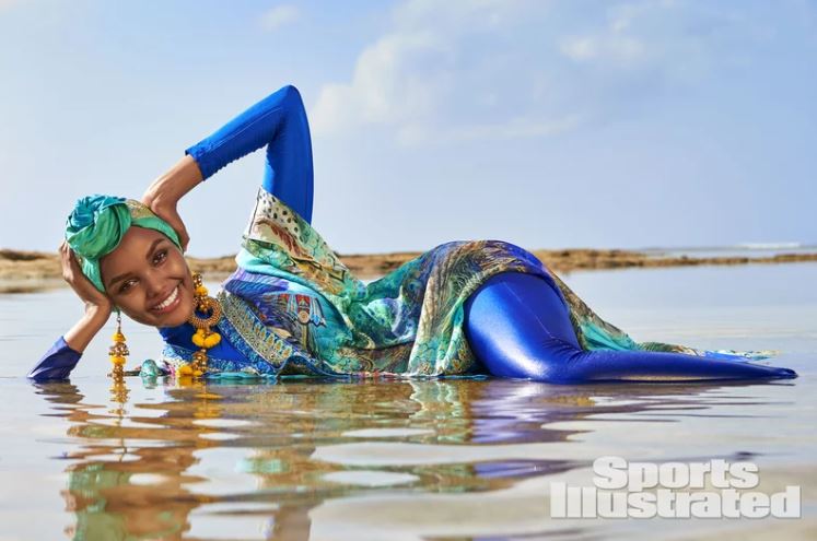 Halima Aden becomes the first woman in a hijab and burkini to land a shoot in SI's 2019 swimsuit edition. 
