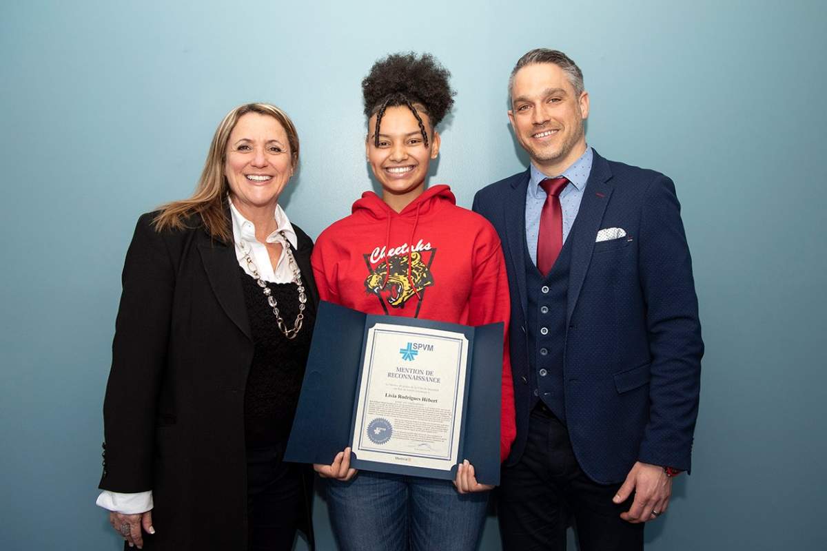 Livia Rodrigues-Hébert is being acknowledged by Montreal police after her actions helped lead to the arrest of an alleged sexual predator.