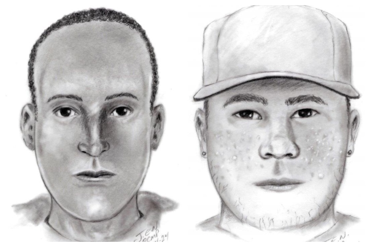 St. Albert RCMP release composite sketches of two armed robbery suspects, April 26, 2019. 