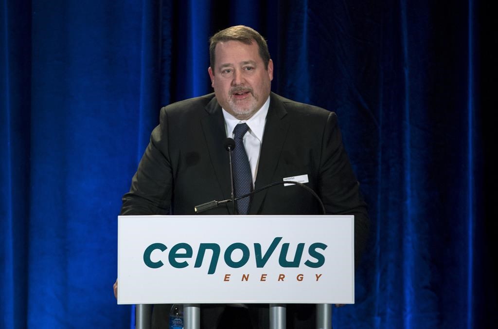 President and CEO of Cenovus Alex Pourbaix addresses shareholders at the company's annual meeting in Calgary, Wednesday, April 24, 2019.