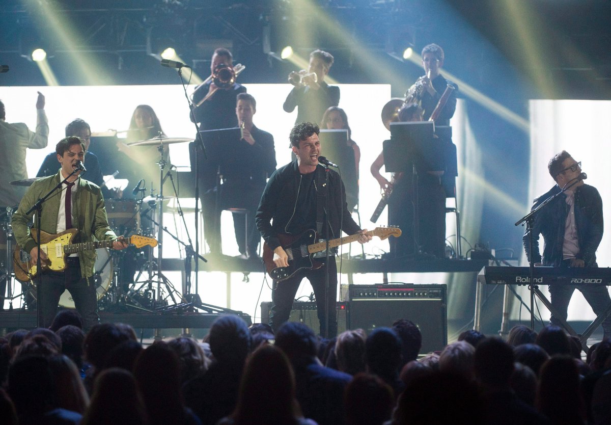 The Arkells perform during the 2015 Juno Awards in Hamilton, Ont., on Sunday, March 15, 2015. THE CANADIAN PRESS/Nathan Denette.