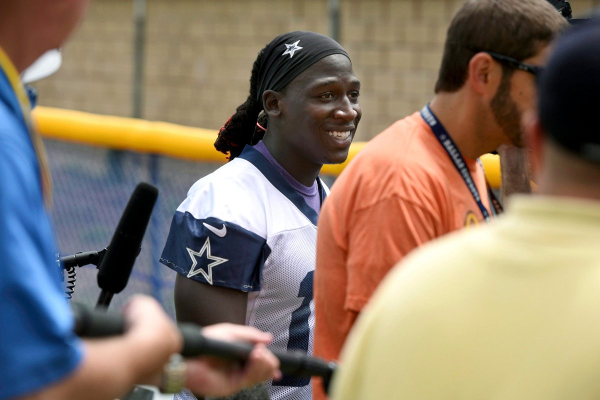 Former Dallas Cowboys wide receiver Lucky Whitehead leaves practice at the NFL football team's training camp in Oxnard, Calif., Monday, July 24, 2017. Whitehead is now a Winnipeg Blue Bomber.