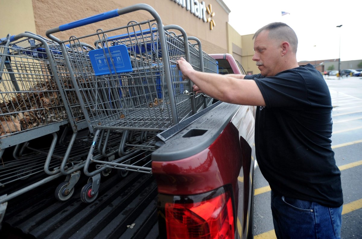 Abandoned carts are returned to a WalMart location.