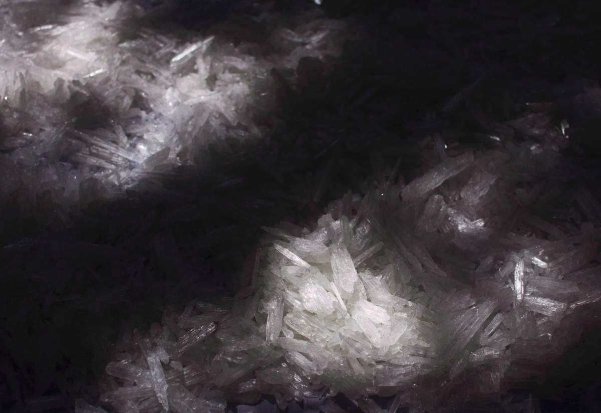 Crystal methamphetamine dries on a table at a seized illegal laboratory in Ensenada, northern Mexico on Aug. 26, 2009. Dane Bourget,36, never thought his life would spiral into addiction but when his roommate brought methamphetamine into their home it started a decade-long journey in and out of treatment centres throughout Manitoba. 